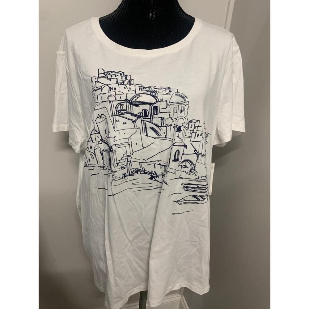 New Chicos Zenergy Mykonos Tee SS Top Alabaster White 4 Women's Was$55.50 A38